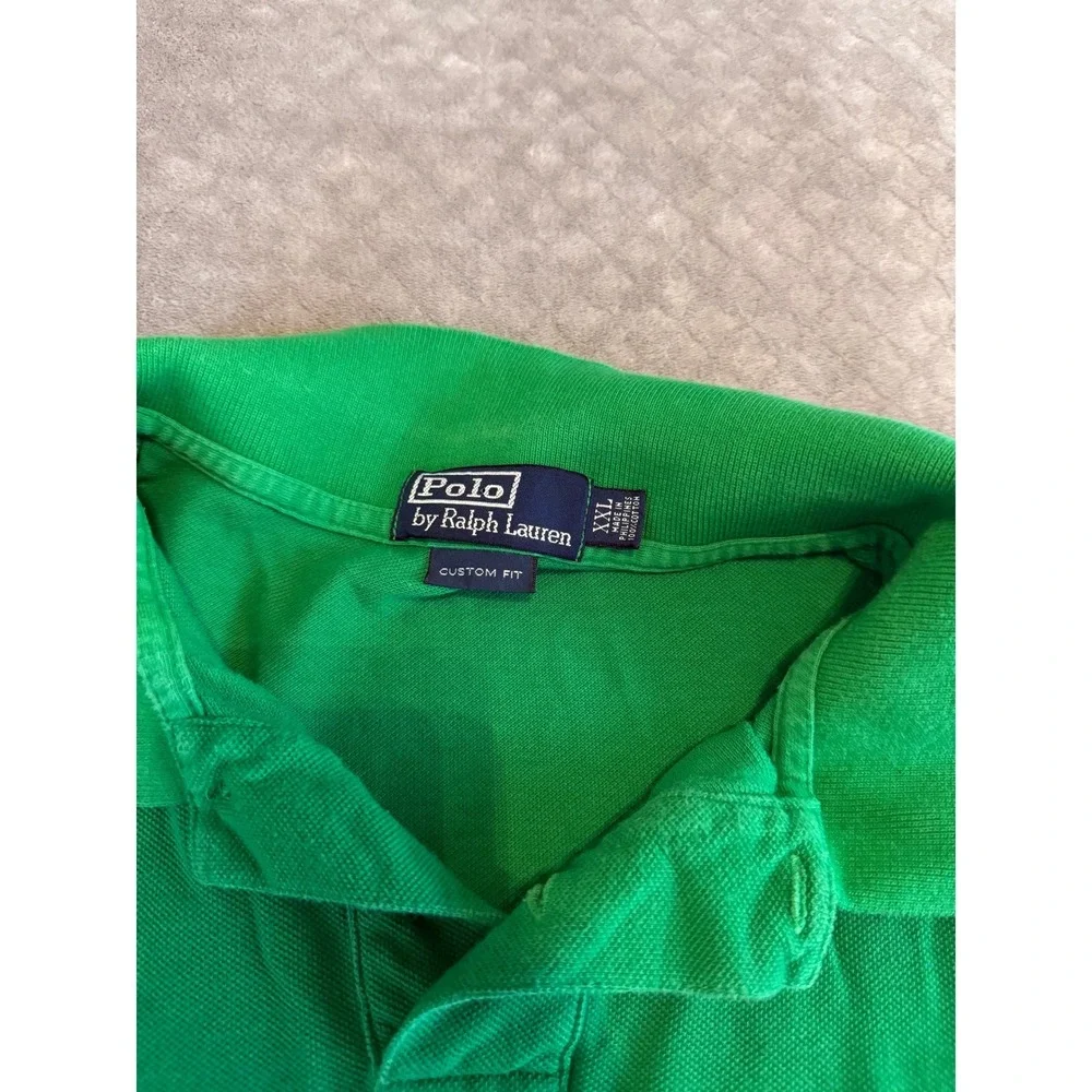Polo Ralph Lauren Mens XXL‎ Custom Fit Green Purple Pony Pique Polo Shirt